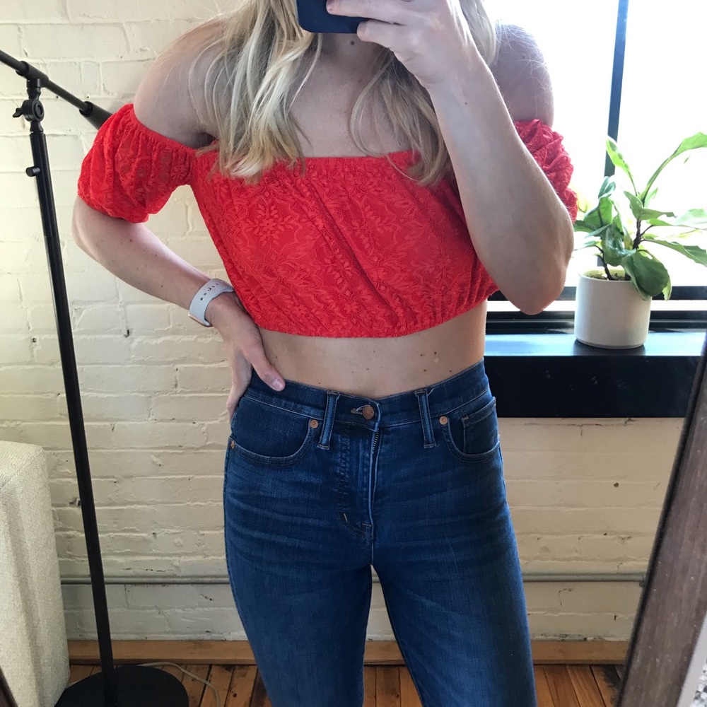 Topshop off the shoulder crop top